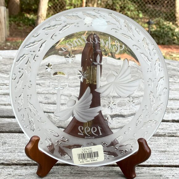 🆕NWT Lenox Holiday Crystal Collector's Plate Ltd. Edition Christmas 1992 W/Box - Picture 3 of 9